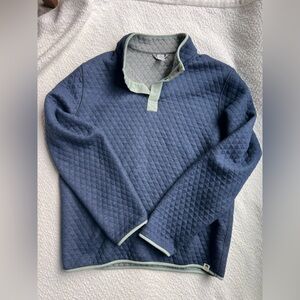 Marine Layer | Navy Quilted Snap Mock Neck Pullover - Size Large
